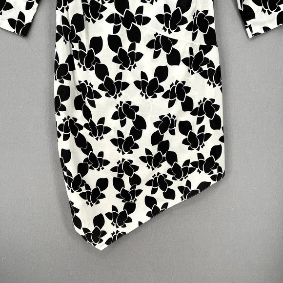 THAKOON ADDITION Tunic Womens 0 White Black Cotton Silk Voile 3/4 sleeve - Picture 5 of 15